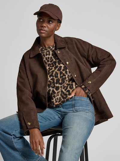 Anine Bing Regular Fit Jacke mit Umlegekragen Dunkelbraun 3