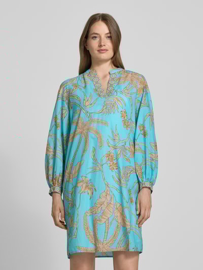 Emily Van den Bergh Knielanges Kleid mit Ballonärmeln Aqua 4