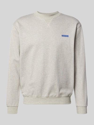 WOODBIRD Sweatshirt met labelprint, model 'Cane' Lichtgrijs gemêleerd - 2