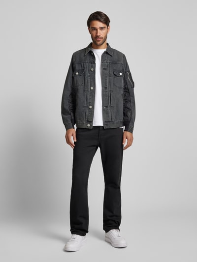 ELIAS RUMELIS Jeansjack met knoopsluiting, model 'Jermain' Zwart - 1