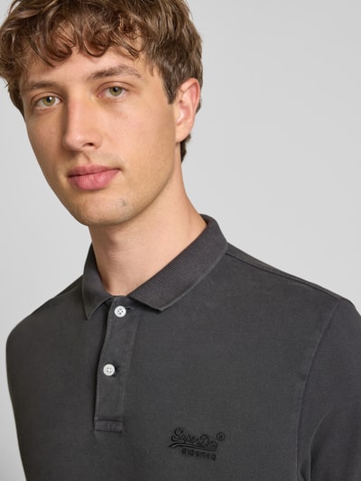 Superdry Regular fit poloshirt met labelstitching Zwart - 3
