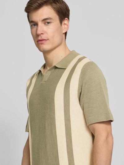 SELECTED HOMME Poloshirt mit V-Ausschnitt Modell 'MATTIS' Oliv Melange 3