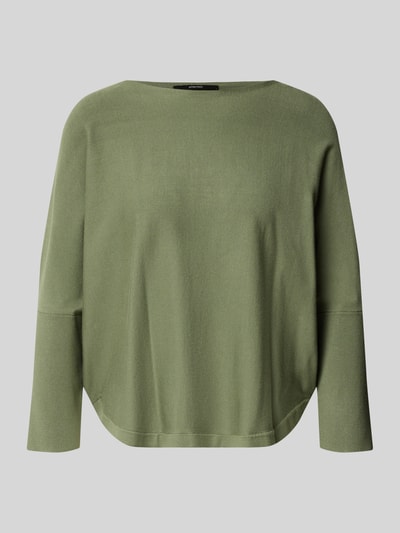 Produktfoto, grüner Strickpullover aus Viskose-Mix Modell 'Tiraja' von someday, Relaxed Fit, Rundhalsausschnitt, 3/4-Arm, glatte Textur.