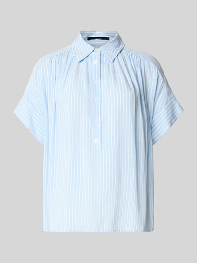 Produktfoto, Relaxed Fit Bluse aus Viskose Modell 'Zafine' von Someday, hellblau-weiß gestreift, Hemdblusenkragen, Knopfleiste, Damen