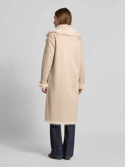 PETITE M. Keerbare lange jas met imitatiebont Ecru - 5
