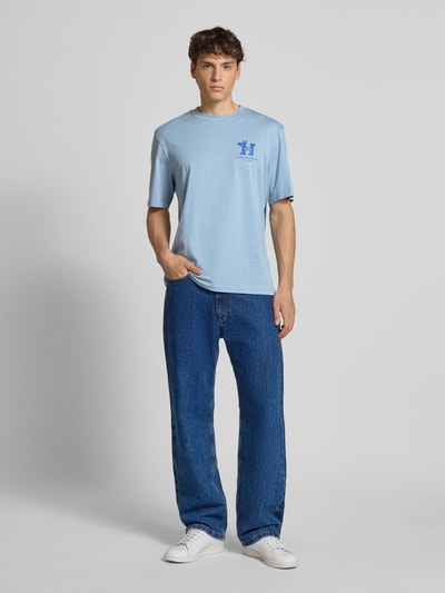 Hugo Blue T-shirt met motiefprint, model 'Nedix' Rookblauw - 1