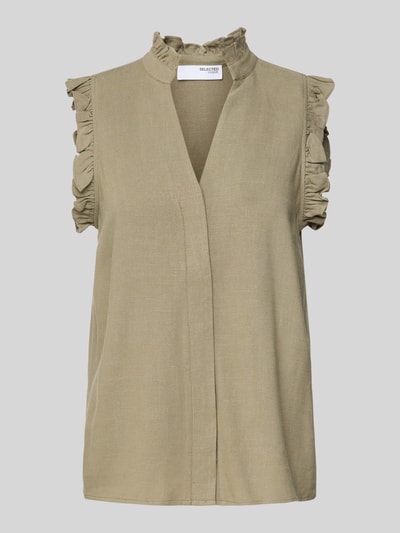Selected Femme Blusentop aus Viskose-Leinen-Mix Modell 'VIVA' Oliv 2