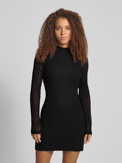 Bardot Sukienka koktajlowa z prążkowanym, okrągłym dekoltem model ‘VEZZA’ Czarny 4