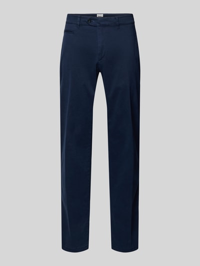 Produktfoto, dunkelblaue Straight Fit Stoffhose mit Lyocell-Anteil Modell 'Everest' von Brax, Münztasche und Gesäßtaschen sichtbar
