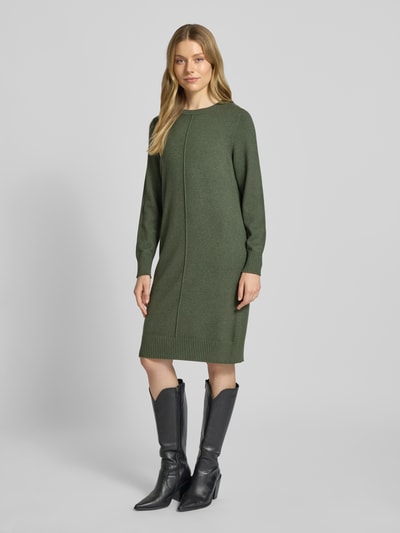 Christian Berg Woman Knielanges Strickkleid mit Rundhalsausschnitt Oliv Melange 1