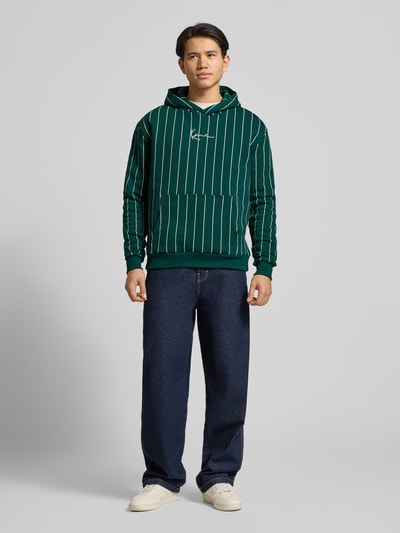 KARL KANI Hoodie met logo en kangoeroezak Petrol - 1