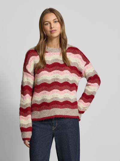 VERO MODA Relaxed Fit Strickpullover mit Woll-Anteil Modell 'DOJA' Rot 4