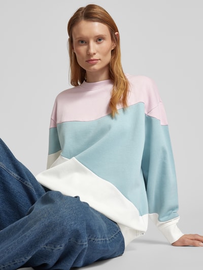 Tom Tailor Denim Comfort fit sweatshirt van katoenmix met colour-blocking-design Roze - 3