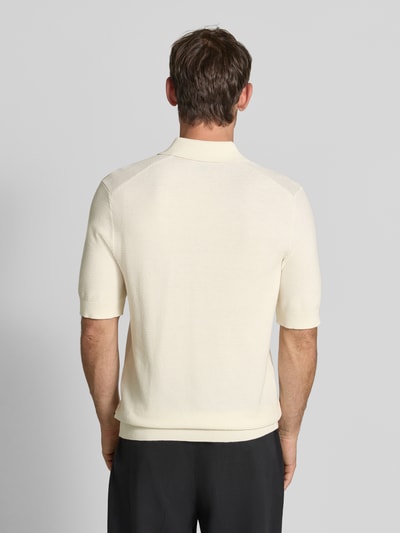 Matinique Slim fit poloshirt van katoenmix in tricotlook Offwhite - 5