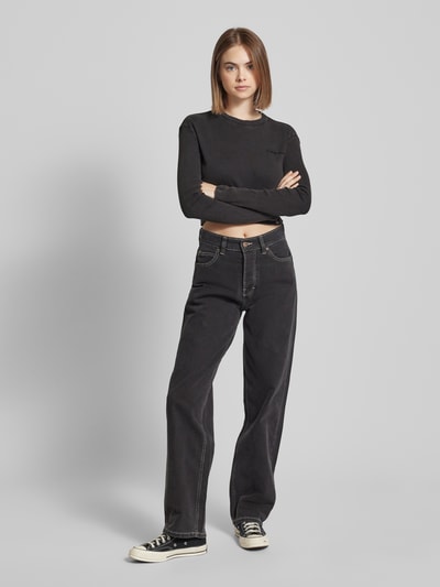 Dickies Cropped Longsleeve mit Label-Stitching Modell 'PLENTYWOOD' Anthrazit 1