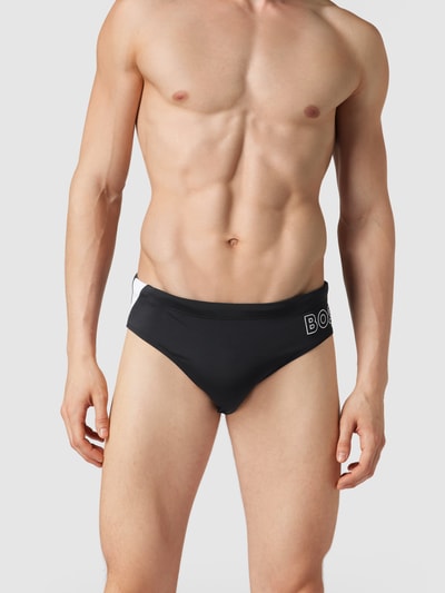 BOSS Zwembroek met labelstitching, model 'Jersey brief' Zwart - 1