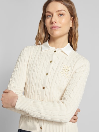 Lauren Ralph Lauren Strickcardigan mit Zopfmuster Modell 'RALHAN' Offwhite 3