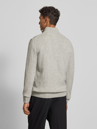 Gant Regular Fit Pullover mit Strick-Optik aus reiner Lammwolle Mittelgrau Melange 5