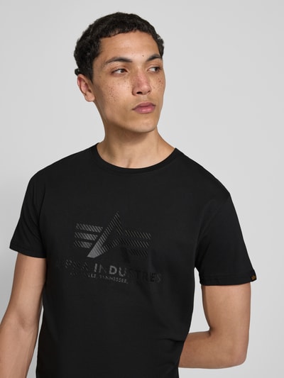 Alpha Industries T-Shirt mit Label-Print und Rundhalsausschnitt Black 3