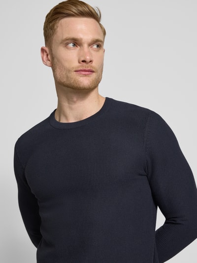 JOOP! Jeans Strickpullover mit gerippten Abschlüssen Marine 3