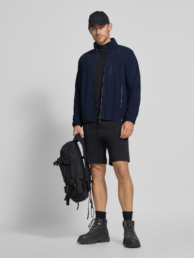 Lerros Fleecejack met opstaande kraag en labeldetail Donkerblauw - 1