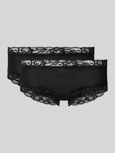 Produktfoto, Slim Fit Panties mit Spitzenbesatz von Skiny für Damen, Elastischer Micromodal-Elasthan-Mix, florale Optik, schwarzer Ton