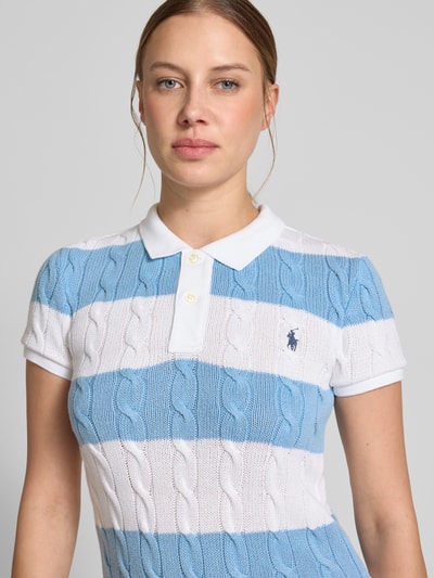 Polo Ralph Lauren Strickshirt mit Polokragen und Label-Stitching Hellblau 3