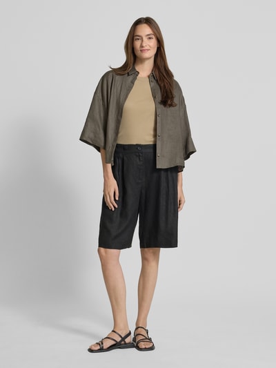 Christian Berg Woman Loose Fit Bermudas aus reinem Leinen Black 1