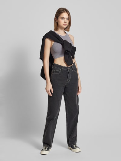 Only Crop Top mit Strukturmuster Modell 'LEA' Graphit 1