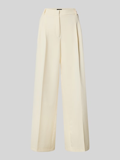 s.Oliver BLACK LABEL Spodnie o kroju regular fit z zakładkami w pasie i szeroką nogawką Złamany biały 2