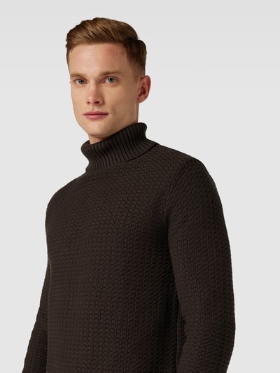 Selected Homme Strickpullover mit Rollkragen Modell 'THIM' Dunkelbraun 3