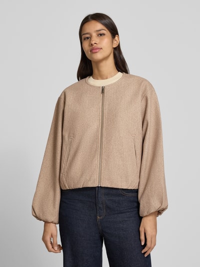 FREE/QUENT Jacke mit Rundhalsausschnitt Modell 'Yanna' Taupe 4