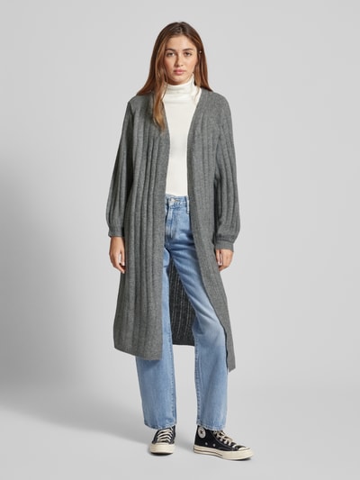 Pieces Loose Fit Long-Cardigan mit Wollanteil in geripptem Design Modell 'MAGGY' Graphit 4