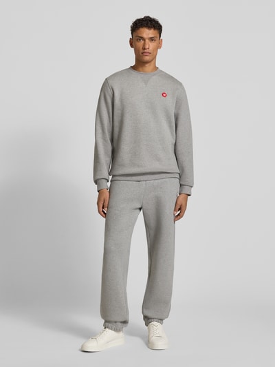 Wood Wood Sweatshirt met labelstitching, model 'Tye' Middengrijs - 1