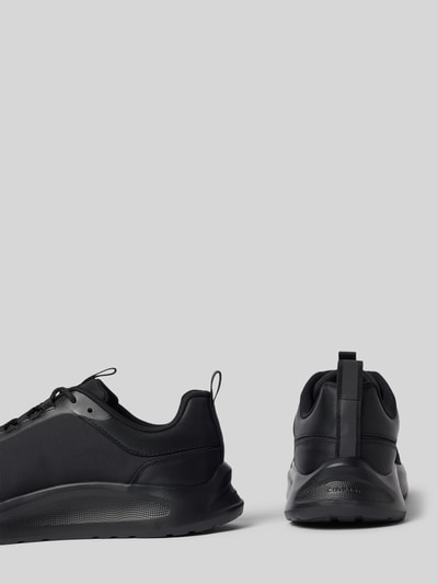 Productfoto, zwarte CK Calvin Klein heren sneakers met leer model 'LIGHT EVA', maten zichtbaar, gladde textuur