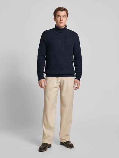 SELECTED HOMME Rollkragenpullover mit Strukturmuster Modell 'ZIG' Dunkelblau 1