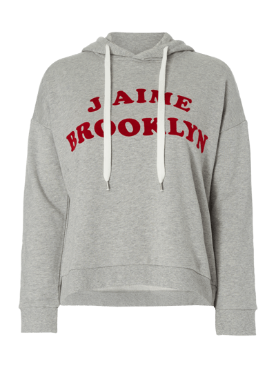 Jake*s Casual Sweatshirt mit Message-Flockprint Silber Melange 1