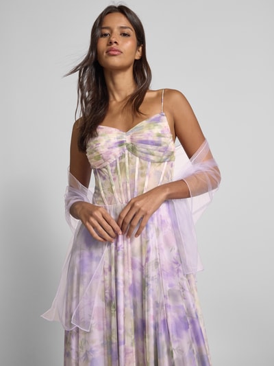 Mascara Abendkleid mit gelegten Falten Flieder Melange 3