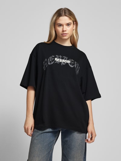 Review Oversized T-Shirt mit Label-Print Black 4