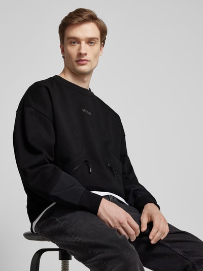 HUGO Sweatshirt mit Label-Print Modell 'Dautumnas' Black 3