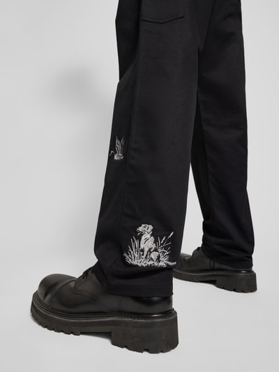 Carhartt Work In Progress Regular fit broek met motiefstitching, model 'DUCKS' Zwart - 3