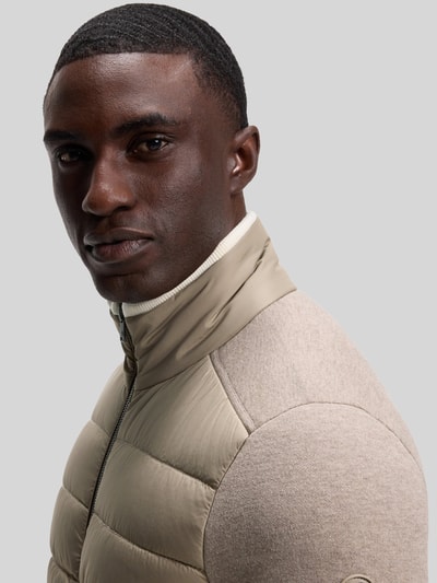 BOSS Regular Fit Strickjacke aus Baumwoll-Schurwoll-Mix Modell 'H-Facente' Taupe 3