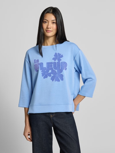 Milano Italy Bluza z mieszanki modalu z rękaw o dł. 3/4 Błękitny 4