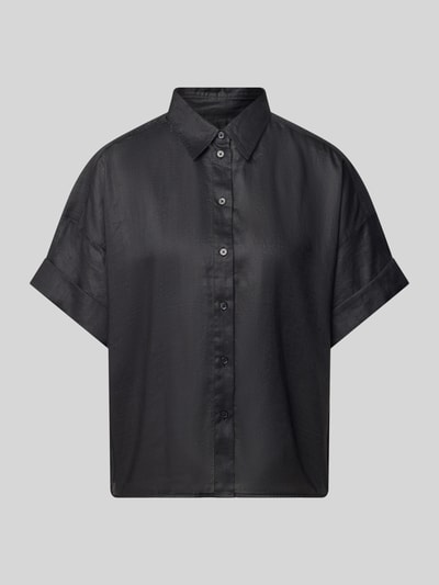 BOSS Orange Bluse aus Ramie mit überschnittenen Schultern Model 'Bisenas' Black 2