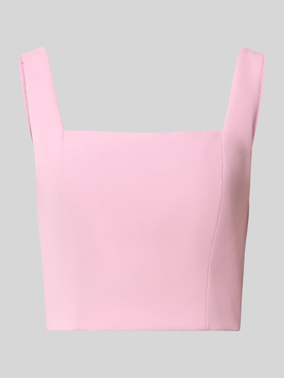 Productfoto, Cropped Top met vierkante halslijn en ritssluiting achteraan van Jake*s Cocktail, lichtroze, rekbare mix, aansluitende fit.