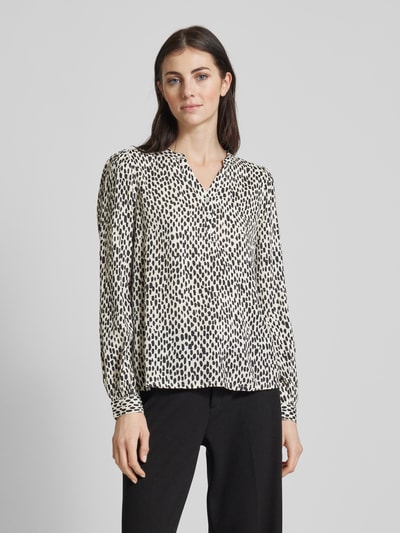 Kaffe Blouse van viscose met V-hals, model 'jetta' Zwart - 4