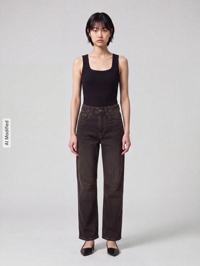 MAC Barrel Jeans aus Baumwoll-Mix Modell 'OHIO' Dunkelbraun 3