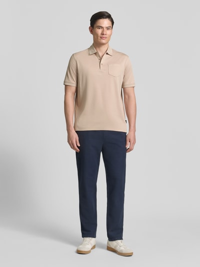 bugatti Regular Fit Poloshirt mit Brusttasche und Label-Stitching Beige 1