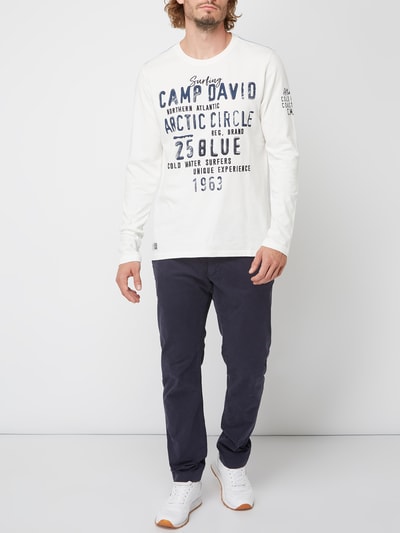 Camp David Longsleeve mit Prints und Ziernähten Offwhite 1