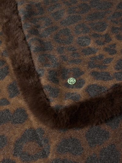 Produktfoto, Schal mit Viskose-Anteil von Codello, brauner Animal-Print, weiche Textur, Logo-Detail, Material-Mix, Breite 106 cm